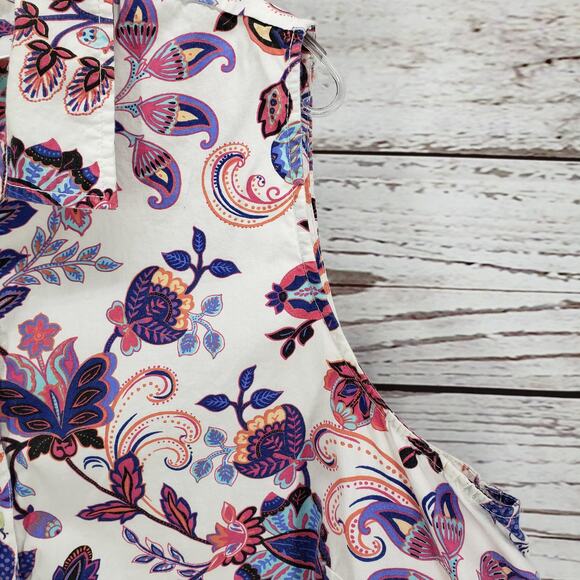 I.B. Diffusion Floral Paisley Cotton Sleeveless Side Pockets Dress Size 2X - Picture 7 of 15
